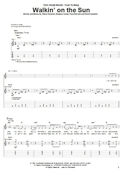 open zoom image for Walkin' On The Sun - Guitar TAB, New, Main