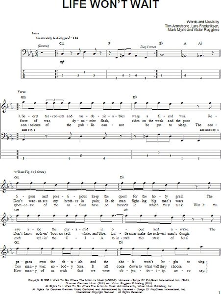 open zoom image for Life Won't Wait - Bass Tab, New, Main