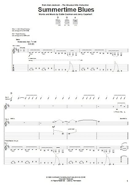 open zoom image for Summertime Blues - Guitar TAB, New, Main