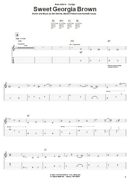 open zoom image for Sweet Georgia Brown - Guitar TAB, New, Main