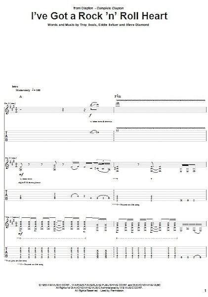 open zoom image for I've Got A Rock 'N' Roll Heart - Guitar TAB, New, Main