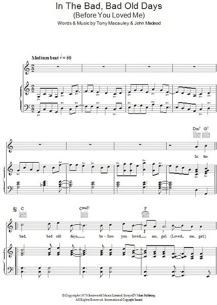 open zoom image for In The Bad, Bad Old Days (Before You Loved Me) - Piano/Vocal/Guitar, New, Main