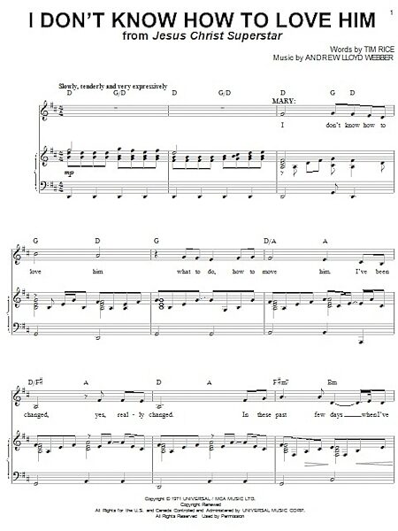 open zoom image for I Don't Know How To Love Him - Piano Vocal, New, Main