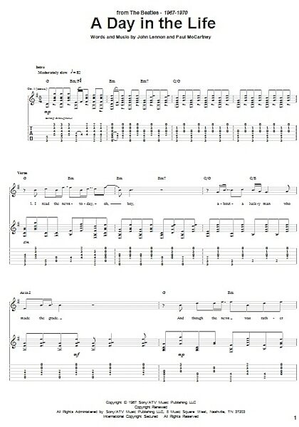 open zoom image for A Day In The Life - Guitar TAB, New, Main