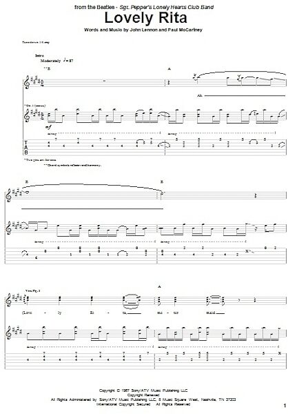 open zoom image for Lovely Rita - Guitar TAB, New, Main