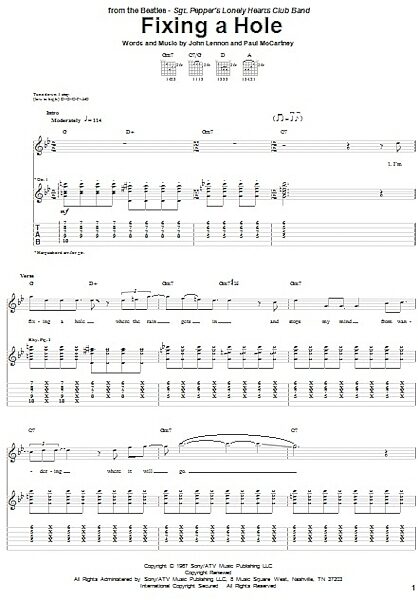 open zoom image for Fixing A Hole - Guitar TAB, New, Main