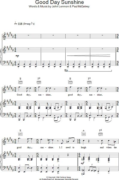 open zoom image for Good Day Sunshine - Piano/Vocal/Guitar, New, Main
