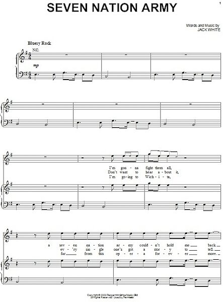 open zoom image for Seven Nation Army - Piano/Vocal/Guitar, New, Main