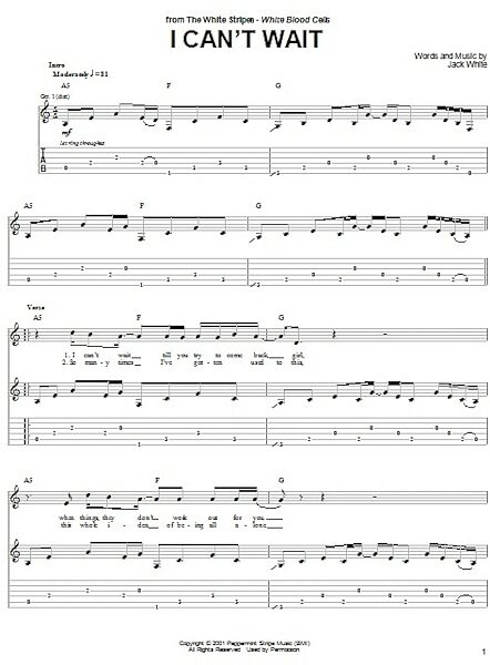 open zoom image for I Can't Wait - Guitar TAB, New, Main