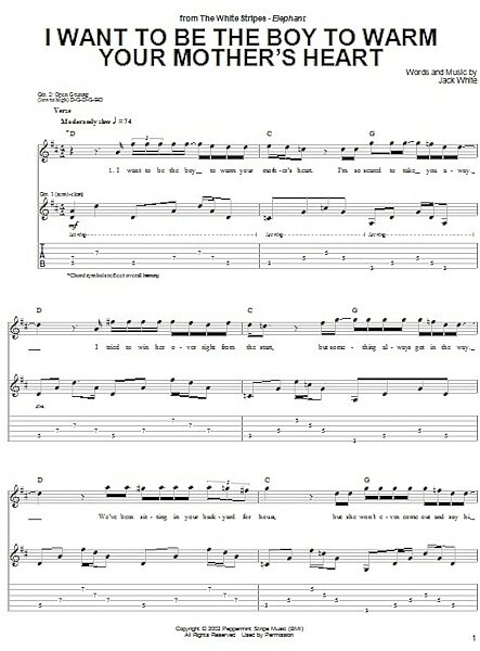 open zoom image for I Want To Be The Boy To Warm Your Mother's Heart - Guitar TAB, New, Main