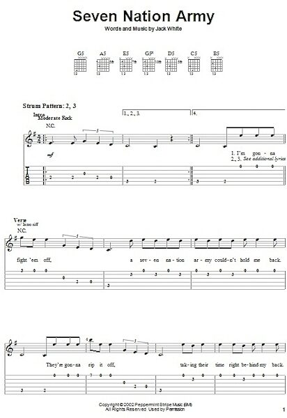 open zoom image for Seven Nation Army - Easy Guitar with TAB, New, Main