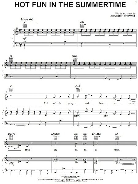 open zoom image for Hot Fun In The Summertime - Piano/Vocal/Guitar, New, Main