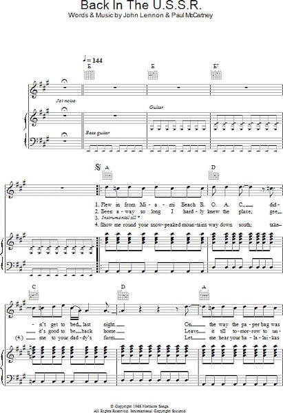 open zoom image for Back In The U.S.S.R. - Piano/Vocal/Guitar, New, Main