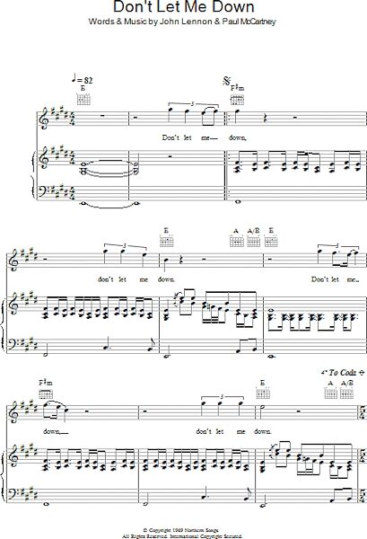 open zoom image for Don't Let Me Down - Piano/Vocal/Guitar, New, Main