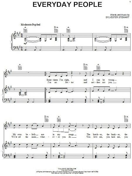 open zoom image for Everyday People - Piano/Vocal/Guitar, New, Main