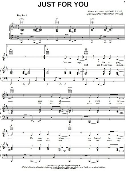 open zoom image for Just For You - Piano/Vocal/Guitar, New, Main