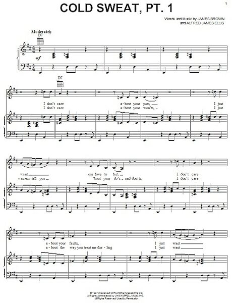 open zoom image for Cold Sweat, Pt. 1 - Piano/Vocal/Guitar, New, Main