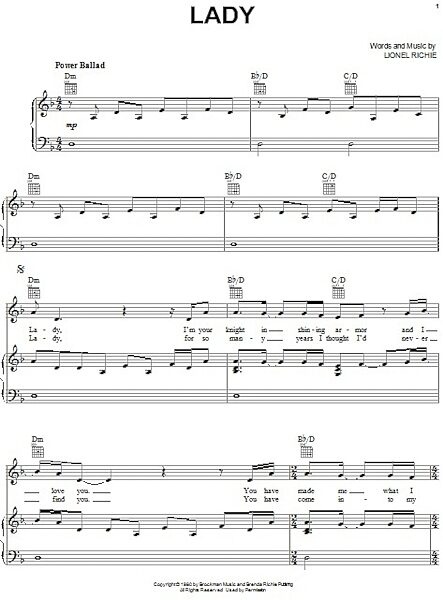 open zoom image for Lady - Piano/Vocal/Guitar, New, Main