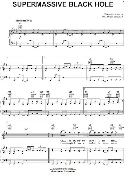 open zoom image for Supermassive Black Hole - Piano/Vocal/Guitar, New, Main