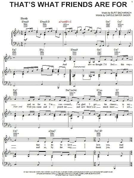 open zoom image for That's What Friends Are For - Piano/Vocal/Guitar, New, Main