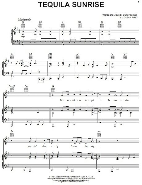 open zoom image for Tequila Sunrise - Piano/Vocal/Guitar, New, Main