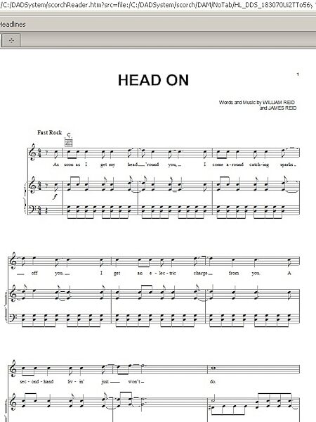 open zoom image for Head On - Piano/Vocal/Guitar, New, Main