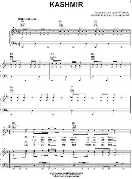 open zoom image for Kashmir - Piano/Vocal/Guitar, New, Main