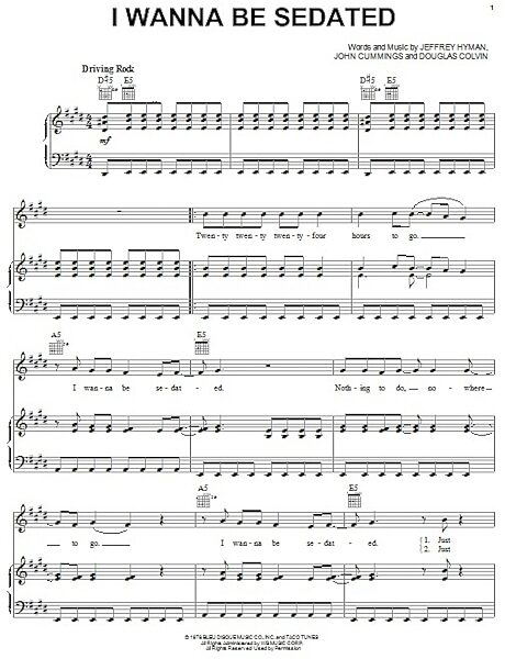 open zoom image for I Wanna Be Sedated - Piano/Vocal/Guitar, New, Main