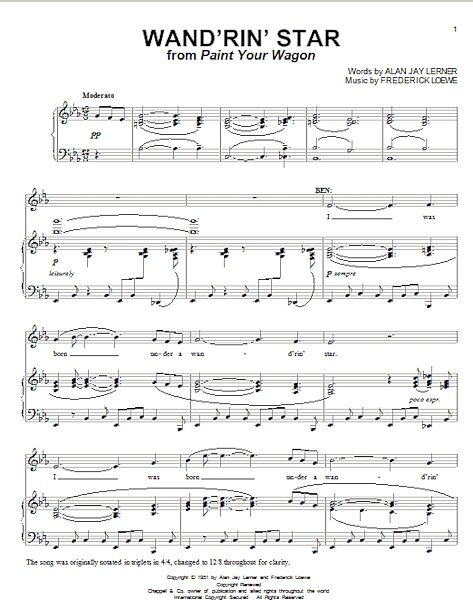 open zoom image for Wand'rin' Star - Piano Vocal, New, Main
