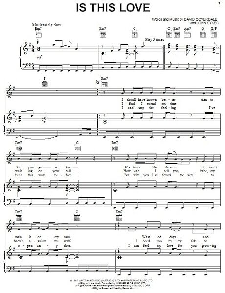 open zoom image for Is This Love - Piano/Vocal/Guitar, New, Main