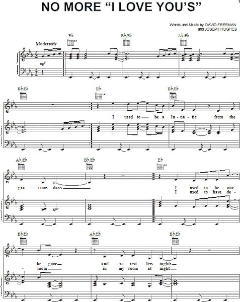 open zoom image for No More 'I Love You's' - Piano/Vocal/Guitar, New, Main