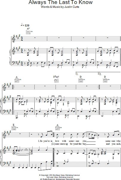 open zoom image for Always The Last To Know - Piano/Vocal/Guitar, New, Main