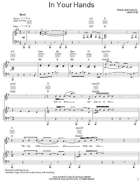 open zoom image for In Your Hands - Piano/Vocal/Guitar, New, Main
