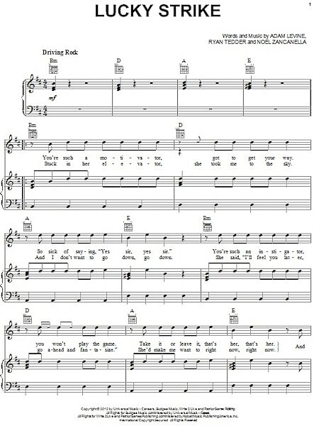 open zoom image for Lucky Strike - Piano/Vocal/Guitar, New, Main