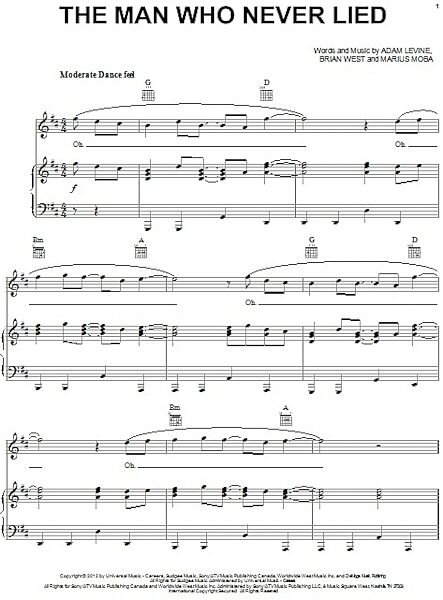 open zoom image for The Man Who Never Lied - Piano/Vocal/Guitar, New, Main