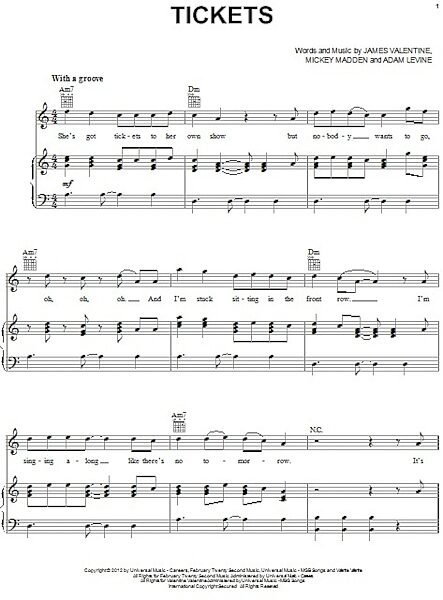 open zoom image for Tickets - Piano/Vocal/Guitar, New, Main