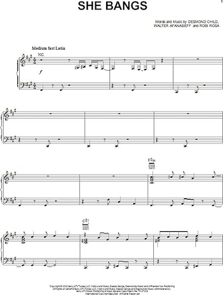 open zoom image for She Bangs - Piano/Vocal/Guitar, New, Main