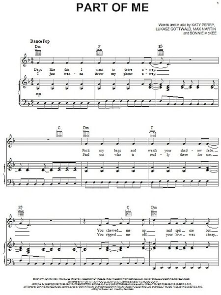 open zoom image for Part Of Me - Piano/Vocal/Guitar, New, Main