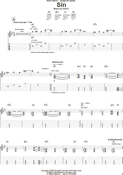 open zoom image for Sin - Guitar TAB, New, Main