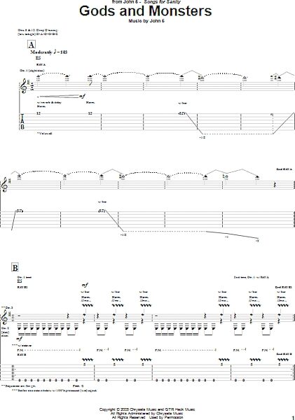 open zoom image for Gods And Monsters - Guitar TAB, New, Main