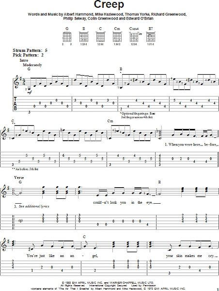 open zoom image for Creep - Easy Guitar with TAB, New, Main