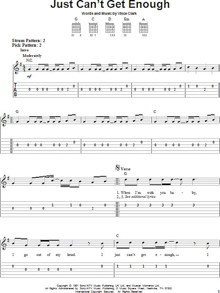 open zoom image for Just Can't Get Enough - Easy Guitar with TAB, New, Main