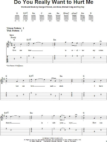open zoom image for Do You Really Want To Hurt Me - Easy Guitar with TAB, New, Main