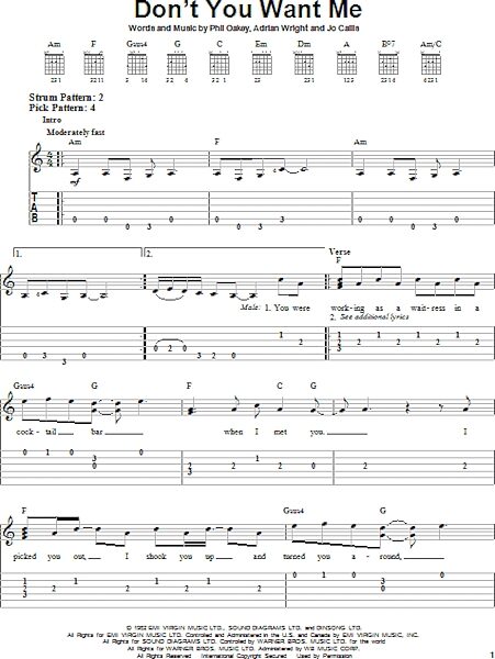 open zoom image for Don't You Want Me - Easy Guitar with TAB, New, Main