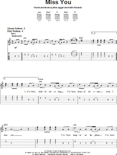 open zoom image for Miss You - Easy Guitar with TAB, New, Main