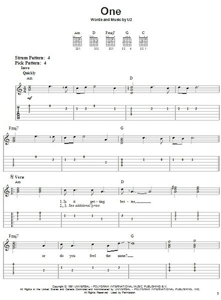 open zoom image for One - Easy Guitar with TAB, New, Main