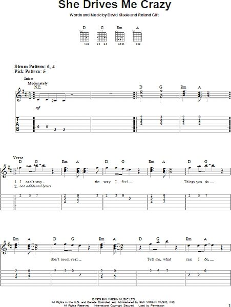 open zoom image for She Drives Me Crazy - Easy Guitar with TAB, New, Main