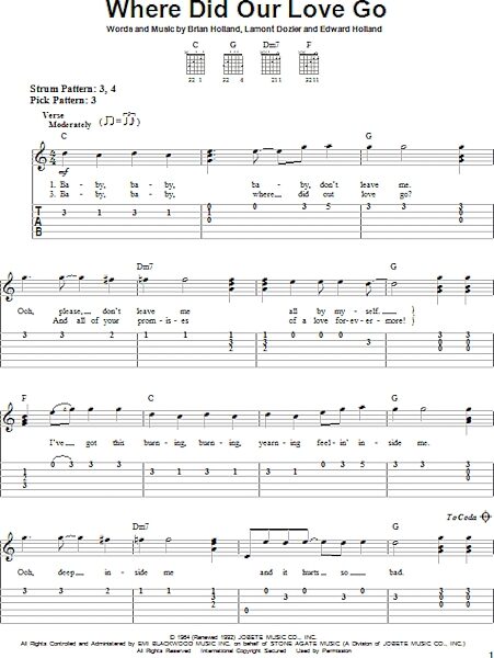 open zoom image for Where Did Our Love Go - Easy Guitar with TAB, New, Main