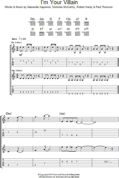 open zoom image for I'm Your Villain - Guitar TAB, New, Main