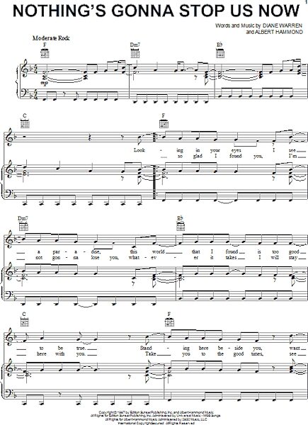 open zoom image for Nothing's Gonna Stop Us Now - Piano/Vocal/Guitar, New, Main